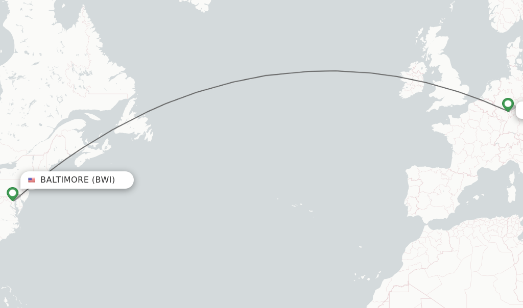 Direct non stop flights from Baltimore to Frankfurt schedules