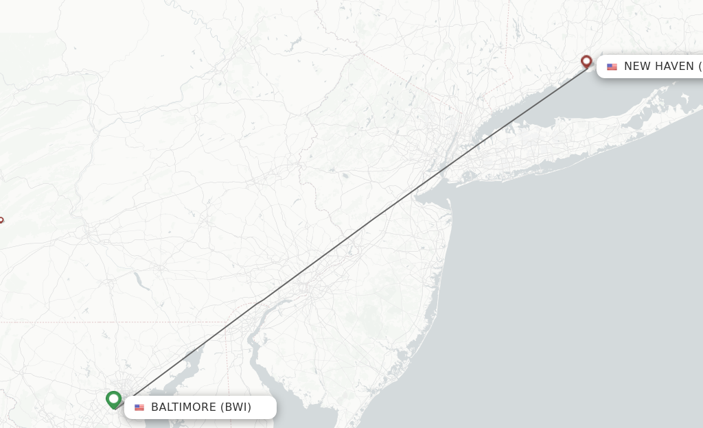 Direct non stop flights from Baltimore to New Haven schedules