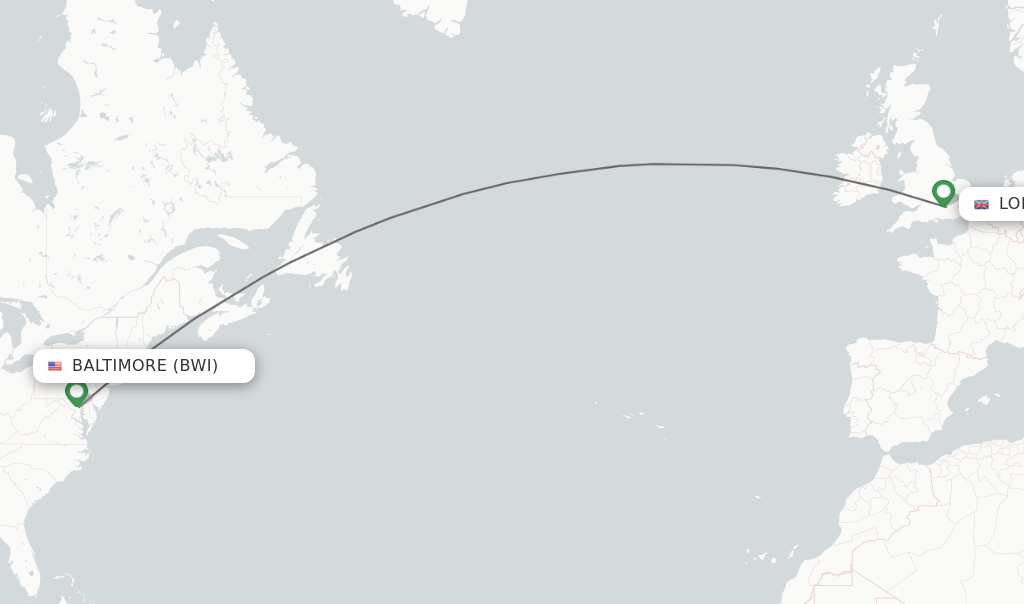 Direct non stop flights from Baltimore to London schedules