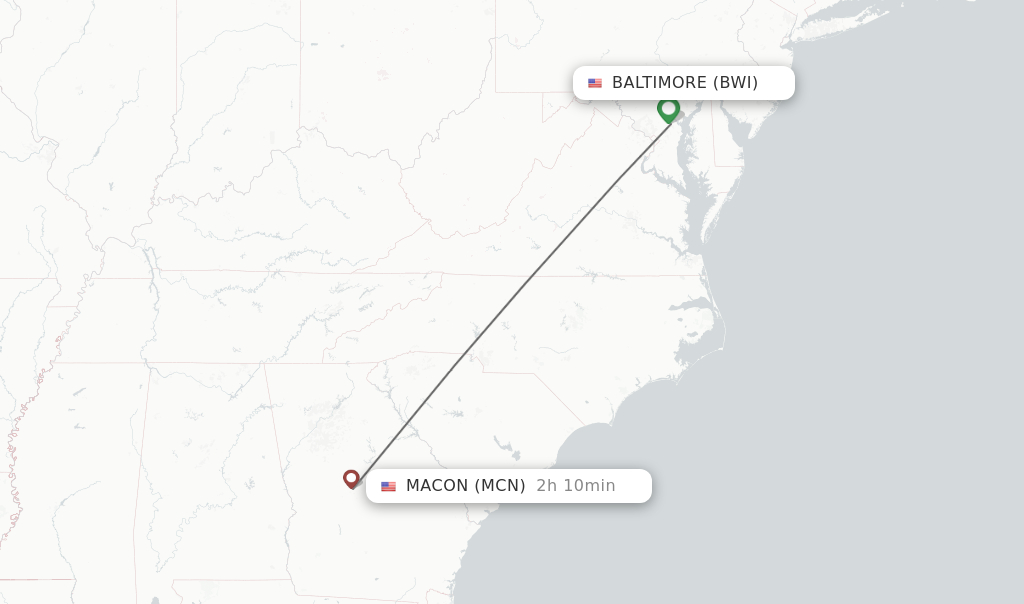 Direct non stop flights from Baltimore to Macon schedules