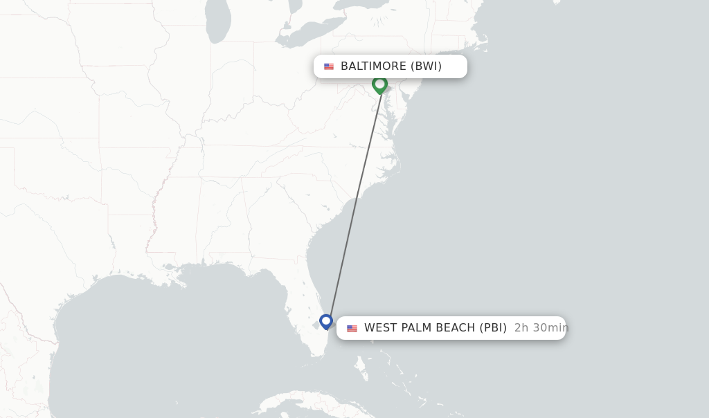 Direct non stop flights from Baltimore to West Palm Beach