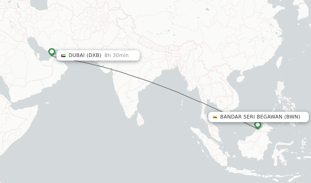 Direct (non-stop) Flights From Bandar Seri Begawan To Dubai - Schedules ...