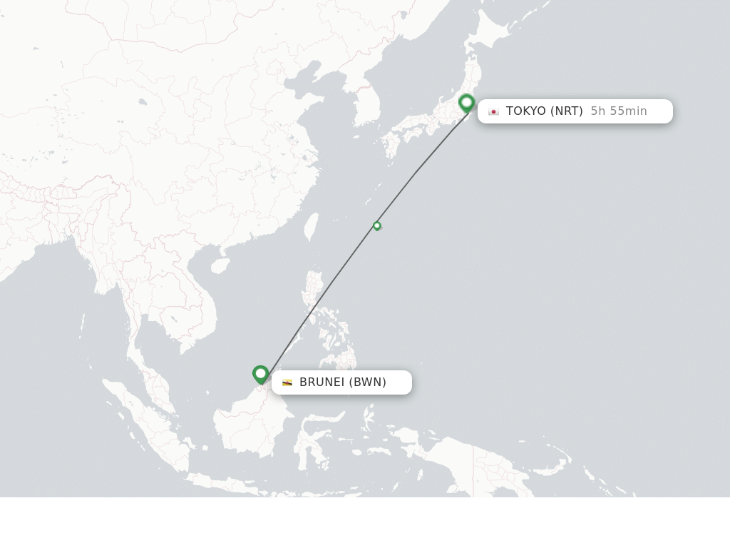 Direct (non-stop) flights from Bandar Seri Begawan to Tokyo - schedules