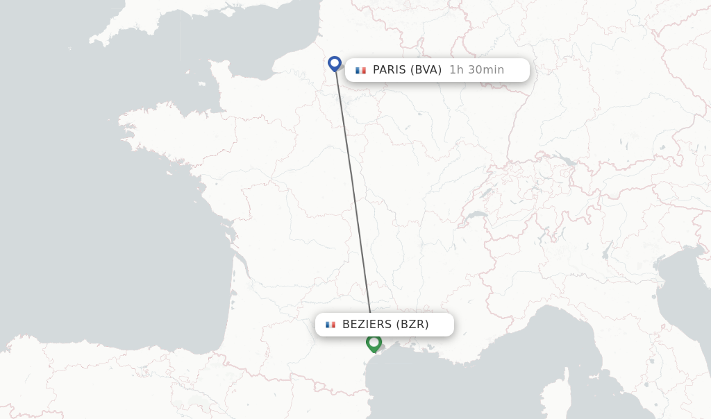 Direct non stop flights from Beziers to Paris schedules