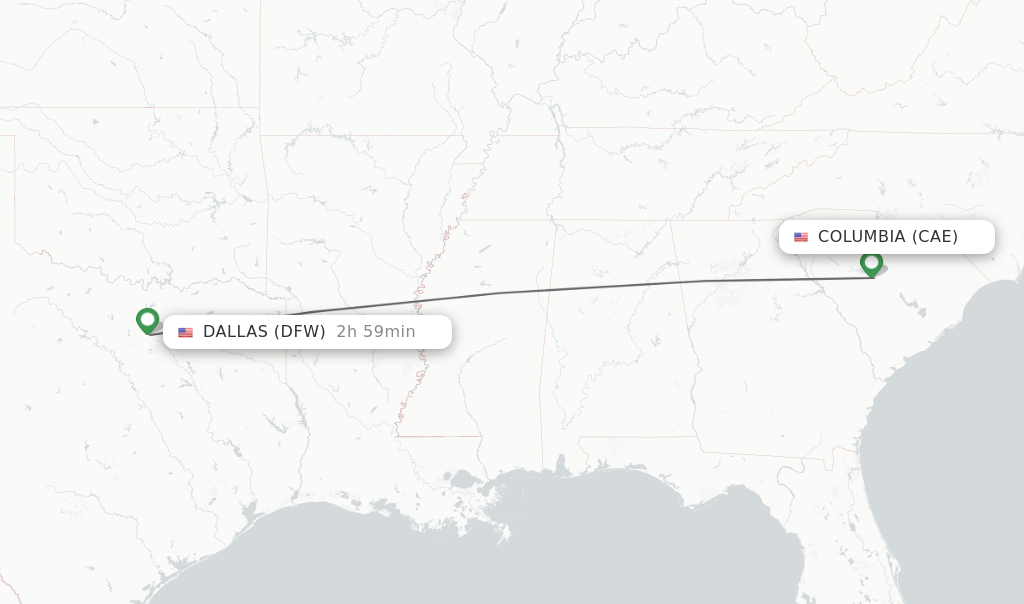 Direct non stop flights from Columbia to Dallas schedules