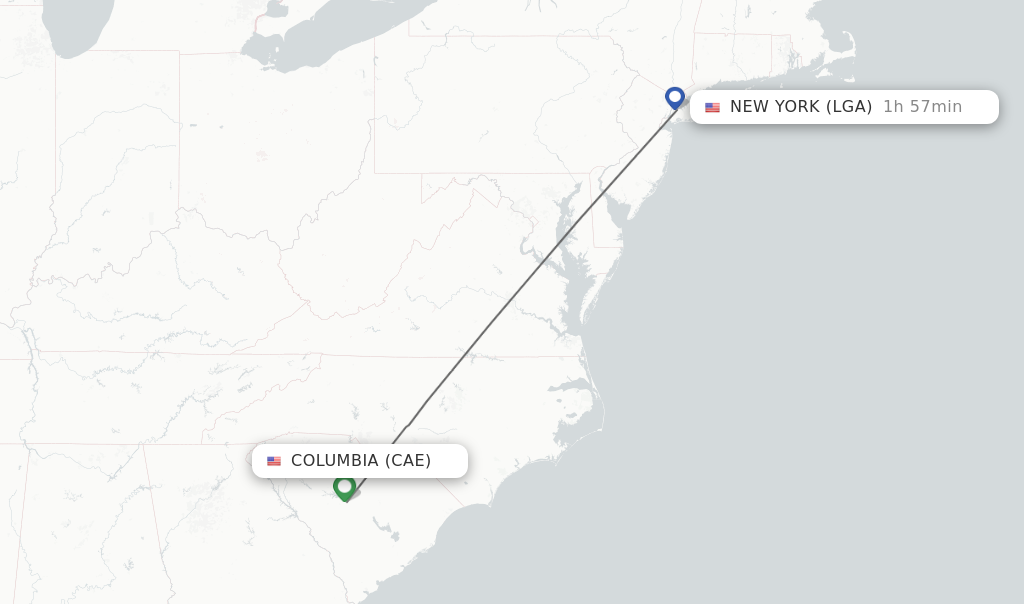 Direct non stop flights from Columbia to New York schedules