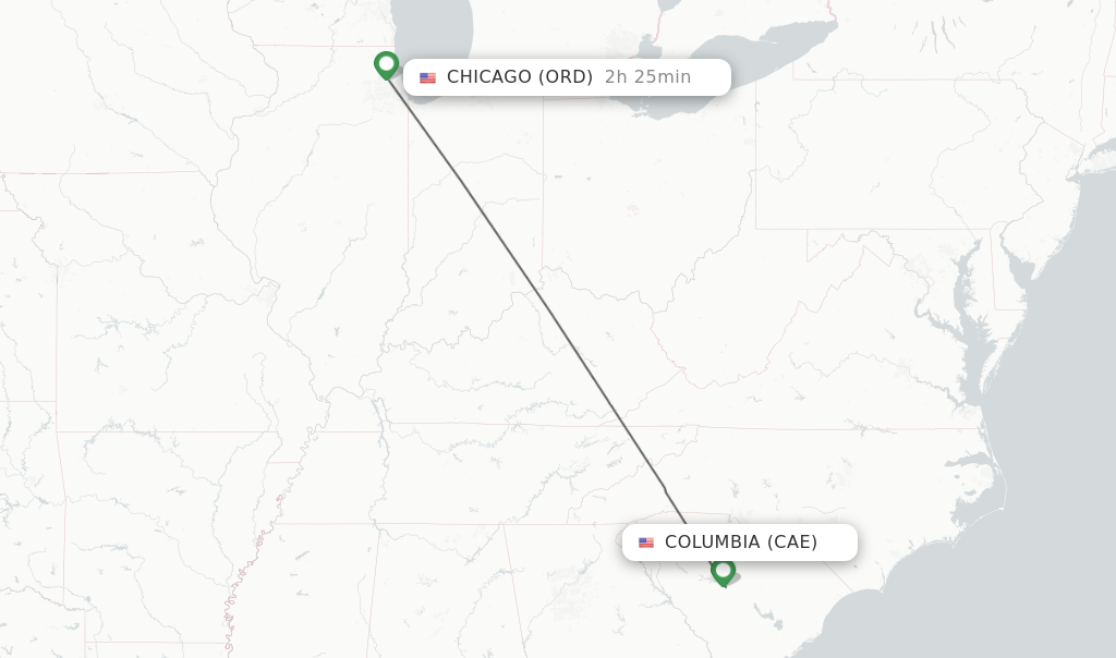 Direct non stop flights from Columbia to Chicago schedules