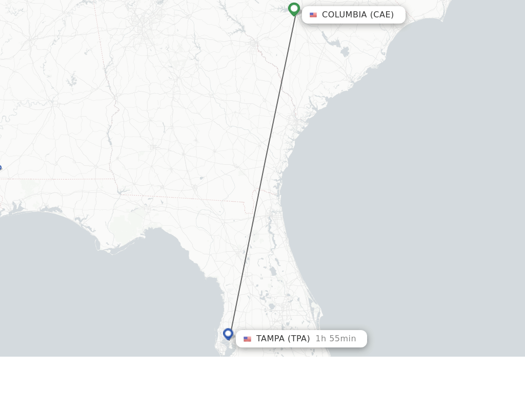 Direct non stop flights from Columbia to Tampa schedules