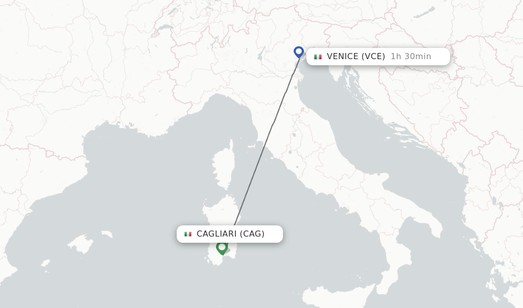 Direct non stop flights from Cagliari to Venice schedules