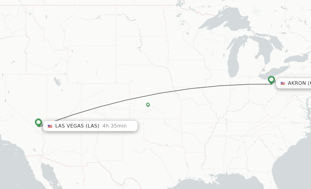 Direct non stop flights from Akron to Las Vegas schedules