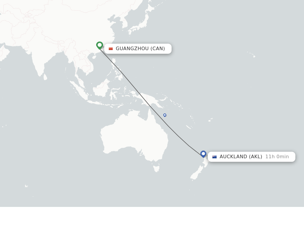 Direct (nonstop) flights from Guangzhou to Auckland schedules