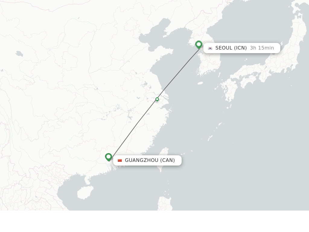 Direct (non-stop) Flights From Guangzhou To Seoul - Schedules ...