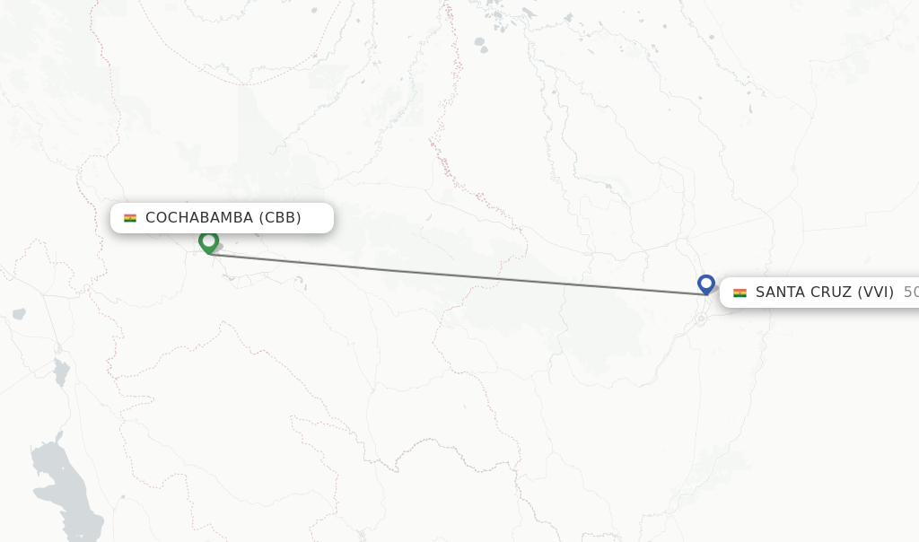 Direct non stop flights from Cochabamba to Santa Cruz