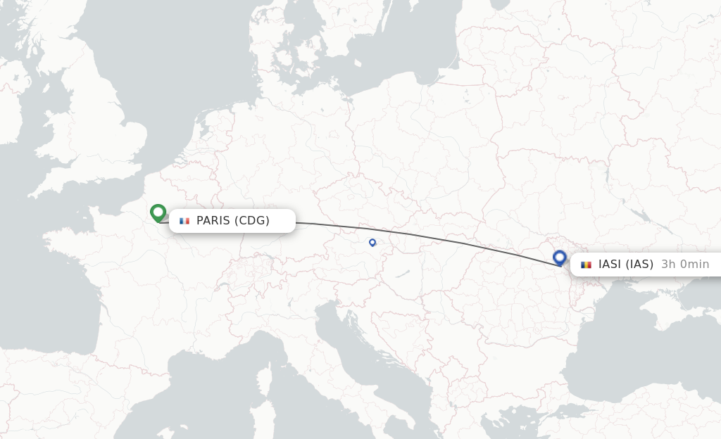 Direct non stop flights from Paris to Iasi schedules