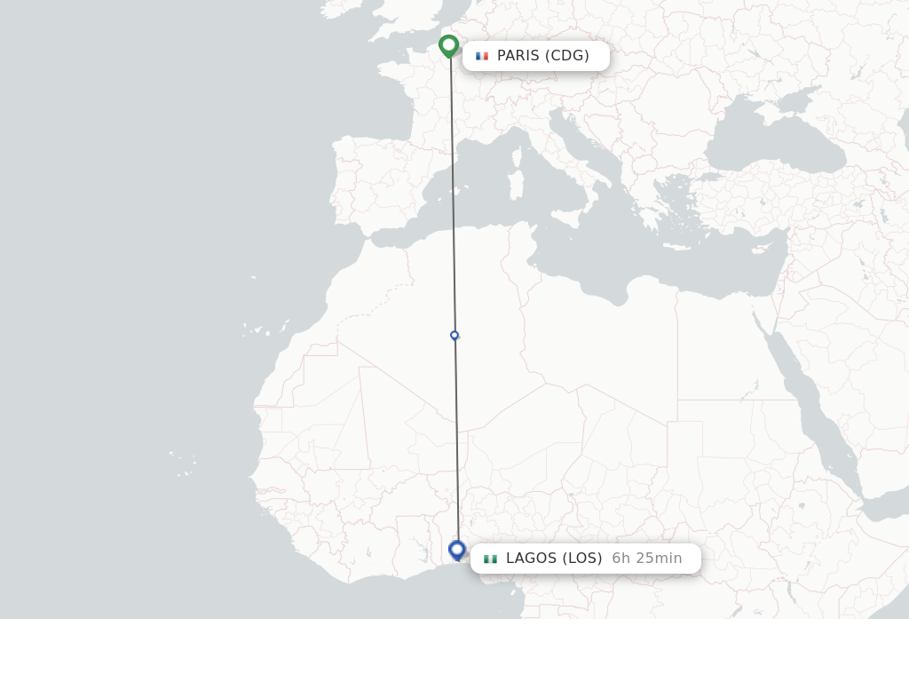 Direct non stop flights from Paris to Lagos schedules