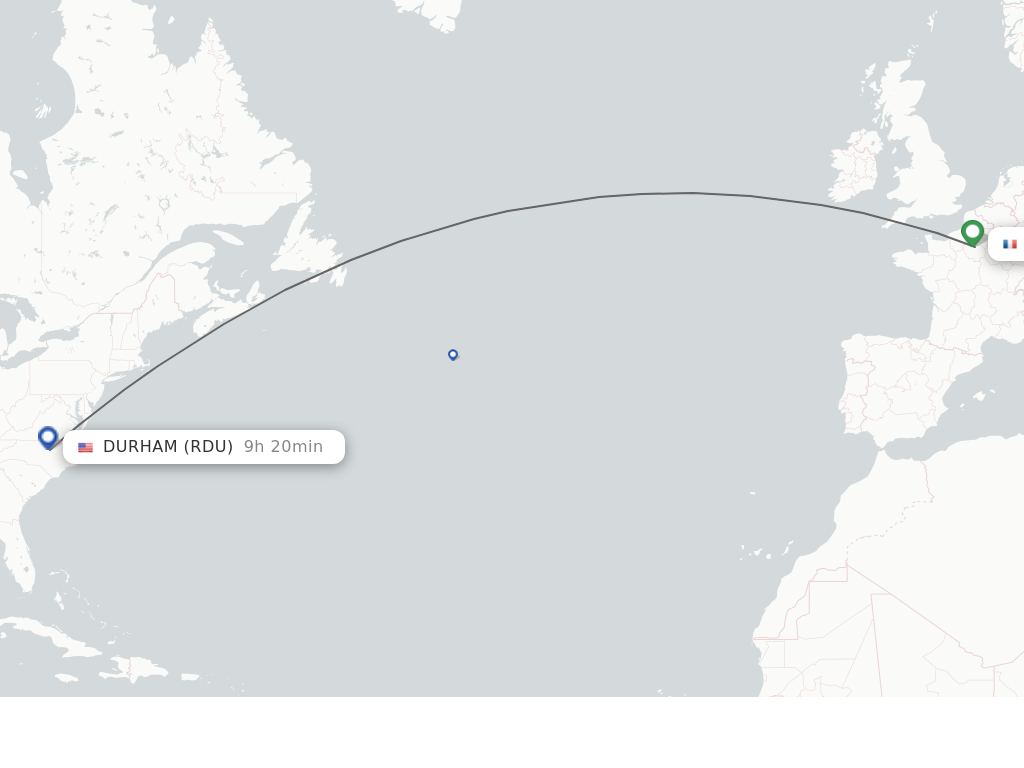 Direct non stop flights from Paris to Raleigh Durham schedules