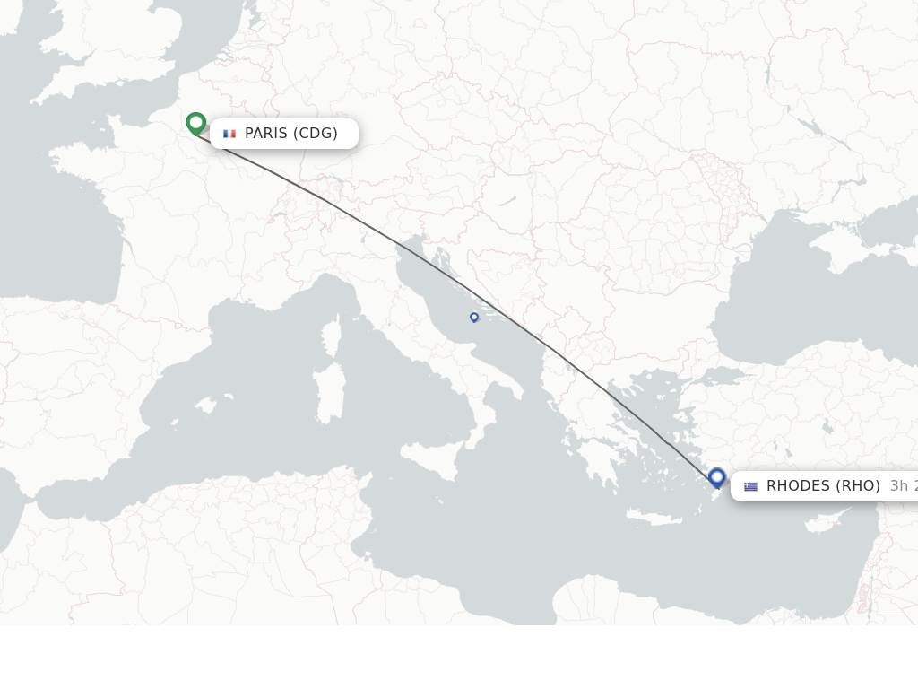 Direct (nonstop) flights from Paris to Rhodes schedules