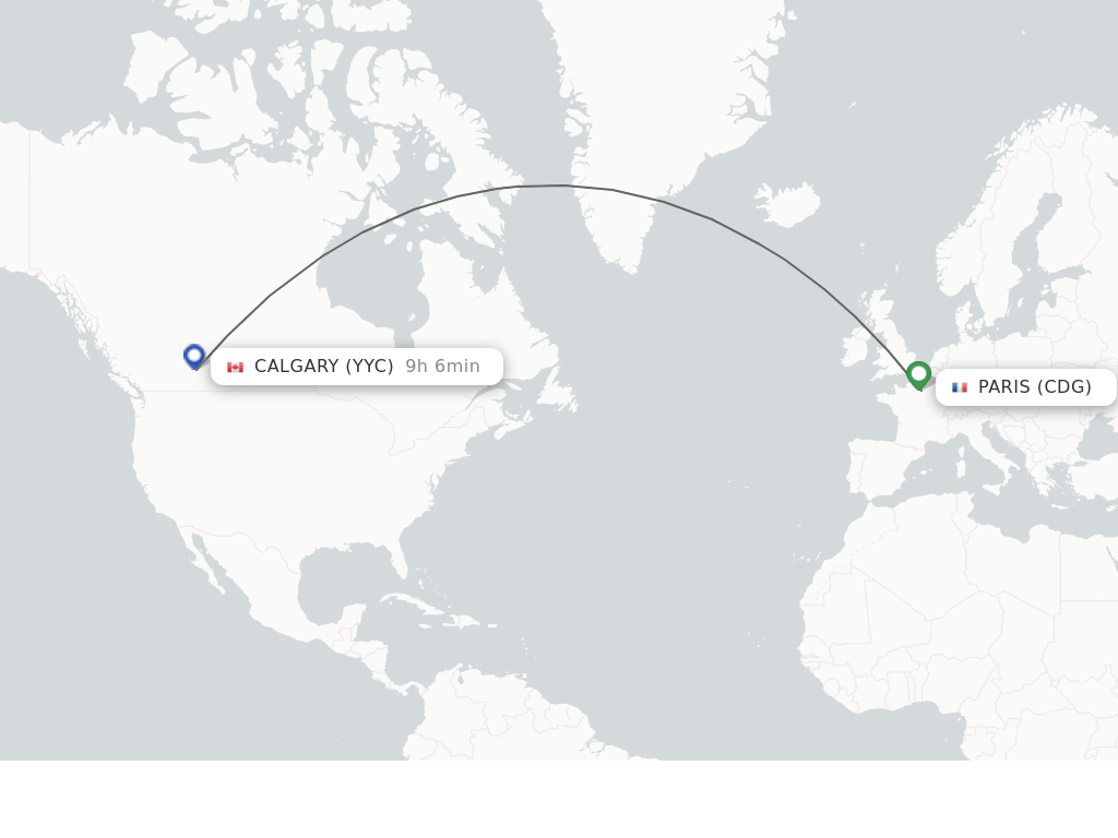 Direct (nonstop) flights from Paris to Calgary schedules