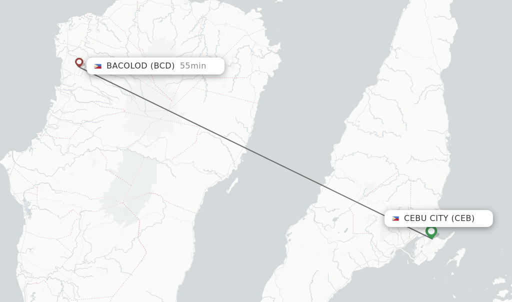 Direct non stop flights from Cebu City to Bacolod schedules