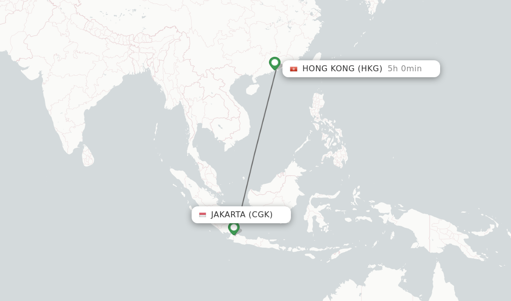 Direct (non-stop) flights from Jakarta to Hong Kong - schedules