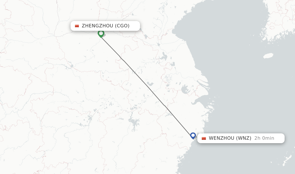 Direct (non-stop) Flights From Zhengzhou To Wenzhou - Schedules ...