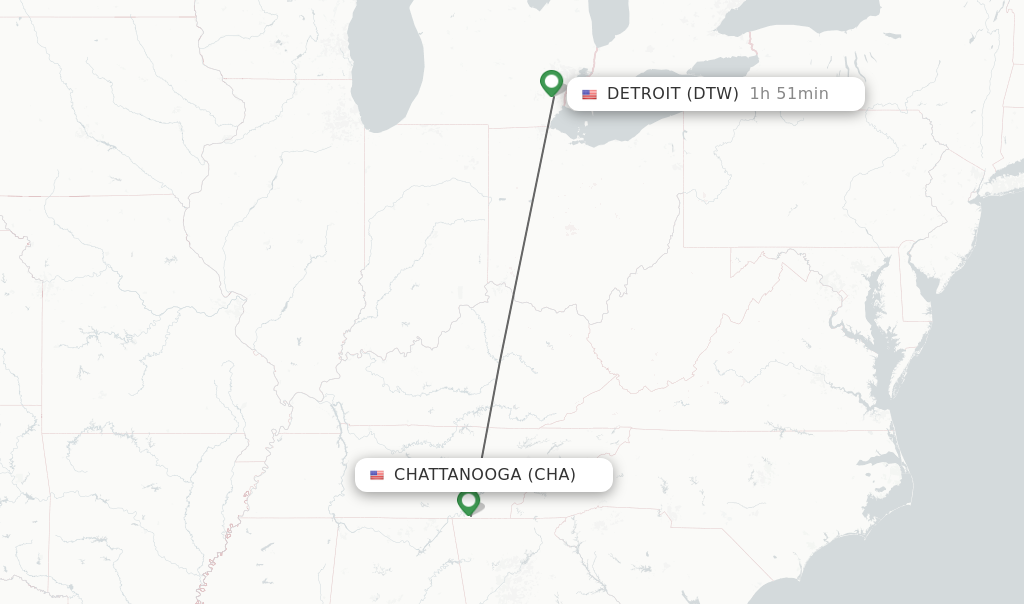 Direct non stop flights from Chattanooga to Detroit schedules