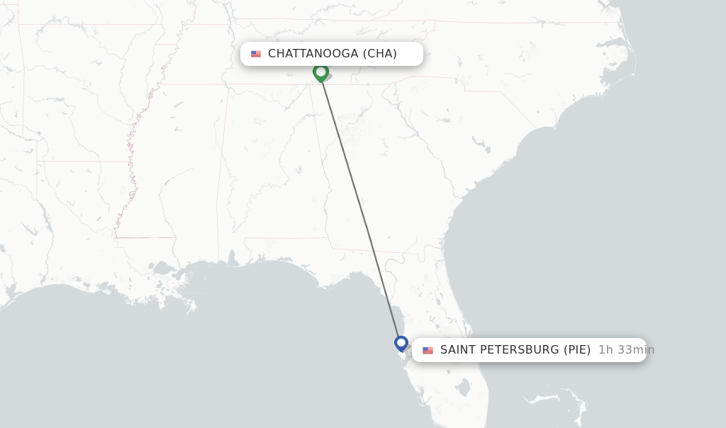 Direct non stop flights from Chattanooga to Saint Petersburg