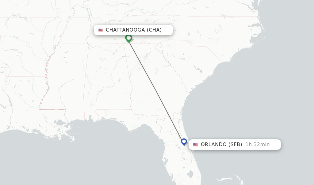 Direct non stop flights from Chattanooga to Orlando schedules