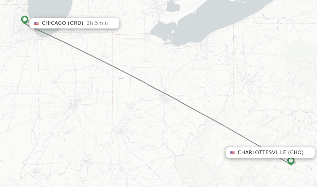 Direct non stop flights from Charlottesville to Chicago