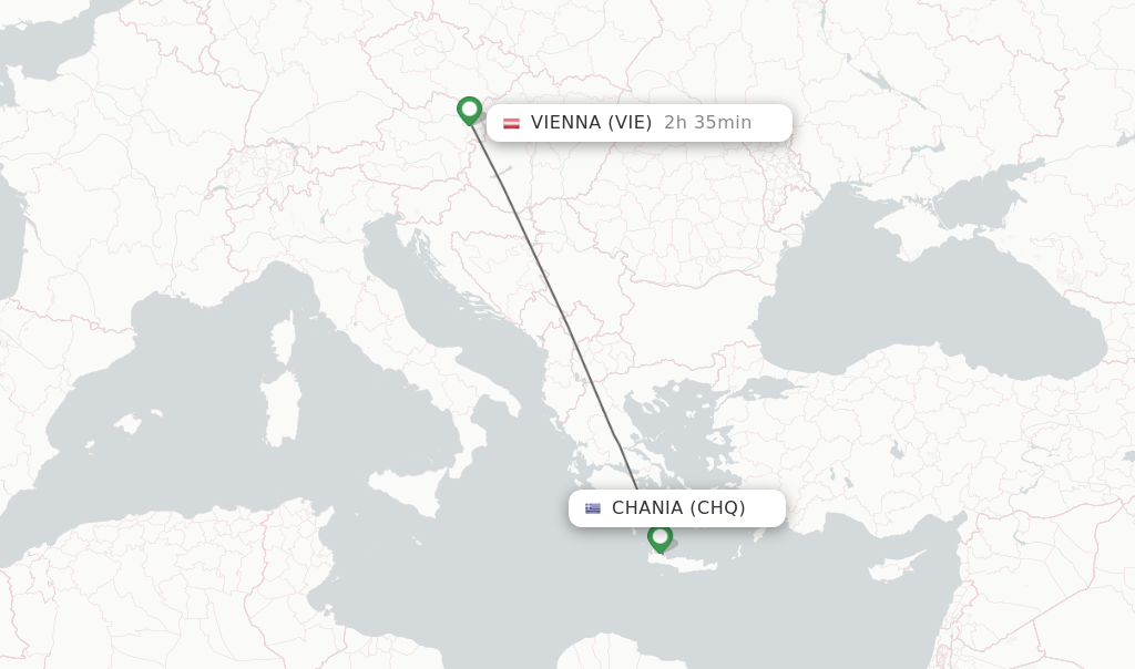 Direct non stop flights from Chania to Vienna schedules