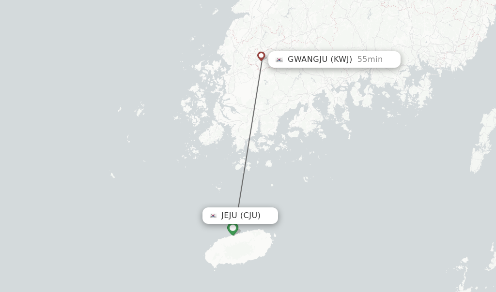 Direct (nonstop) flights from Jeju to Gwangju schedules