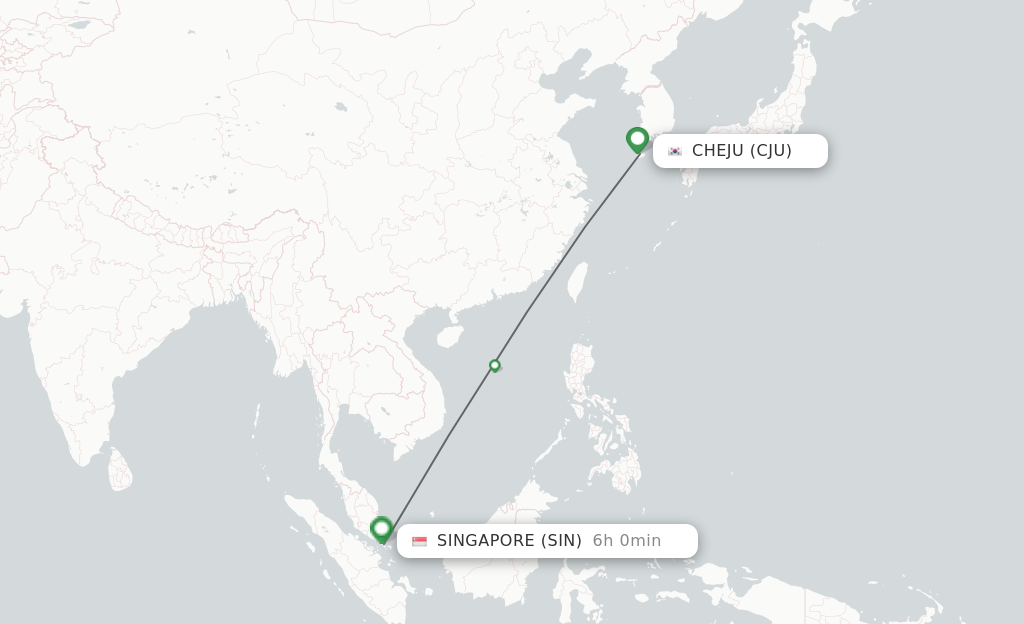 Direct (nonstop) flights from Jeju to Singapore schedules