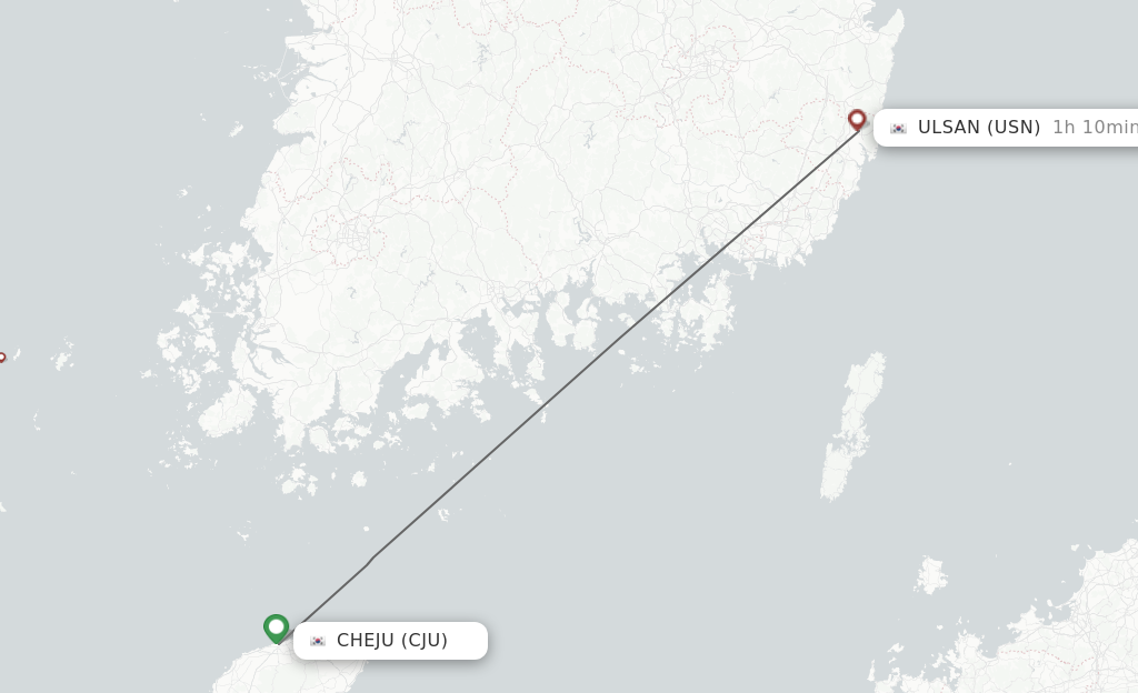 Direct (nonstop) flights from Jeju to Ulsan schedules