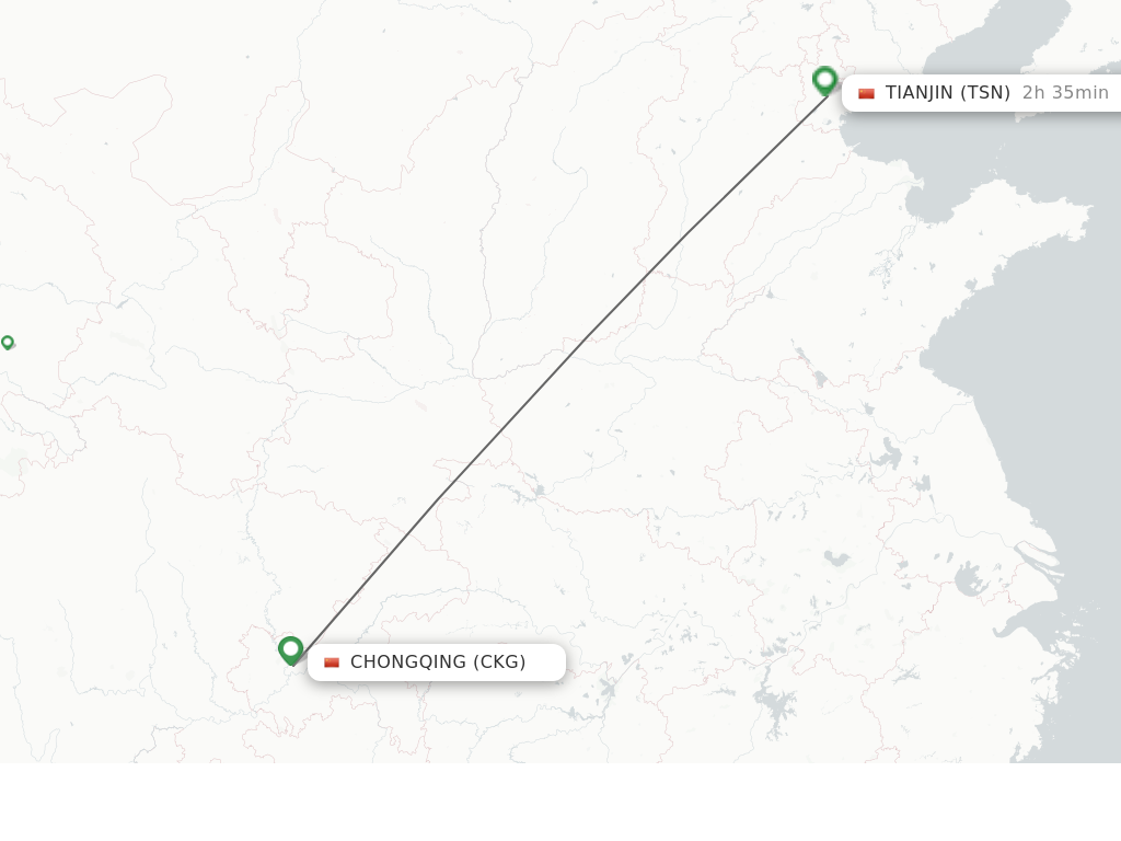 Direct non stop flights from Chongqing to Tianjin schedules