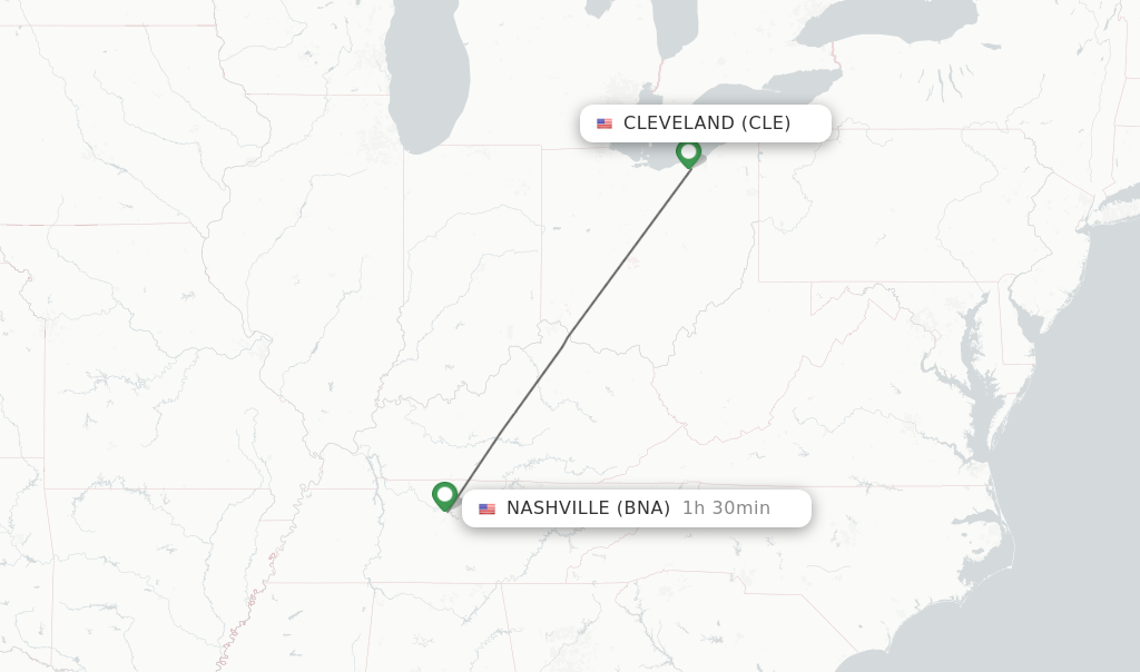 Direct non stop flights from Cleveland to Nashville schedules