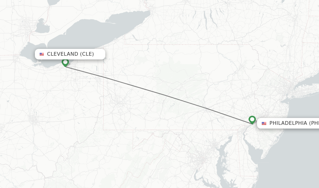 Direct non stop flights from Cleveland to Philadelphia