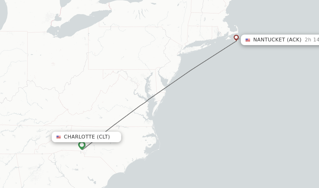 Direct (nonstop) flights from Charlotte to Nantucket schedules