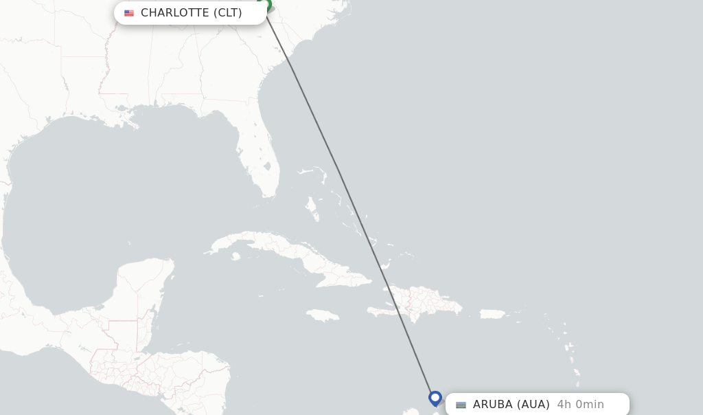 Direct non stop flights from Charlotte to Aruba schedules