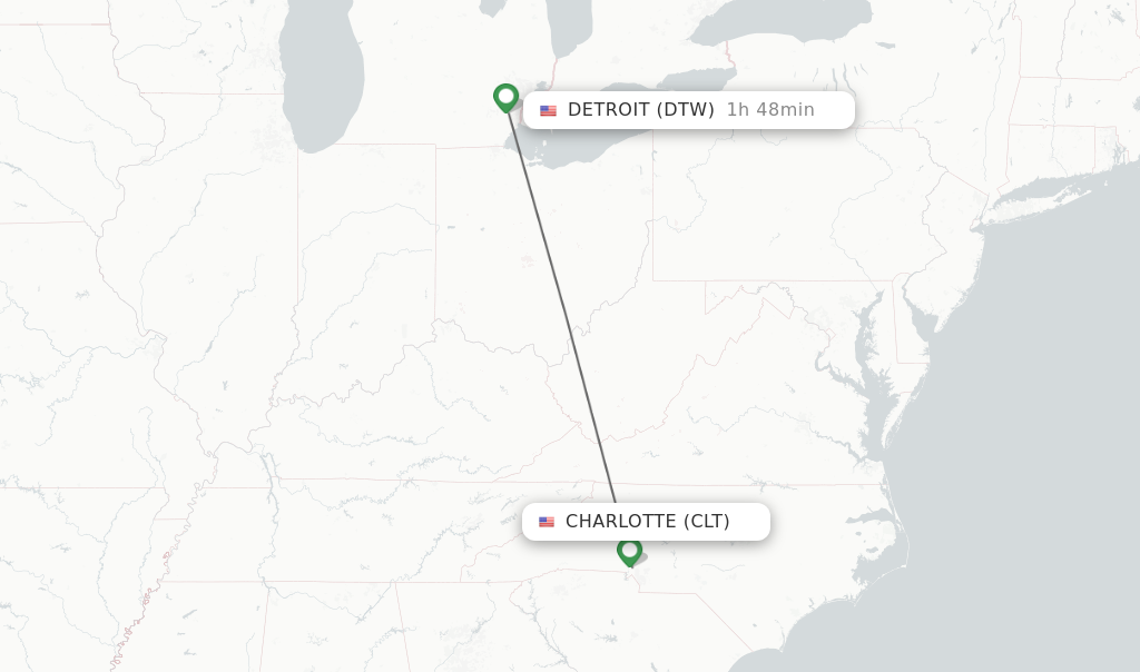 Direct non stop flights from Charlotte to Detroit schedules