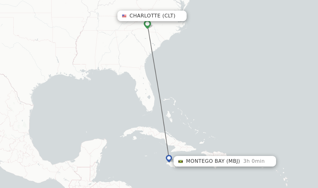 Direct (nonstop) flights from Charlotte to Montego Bay schedules