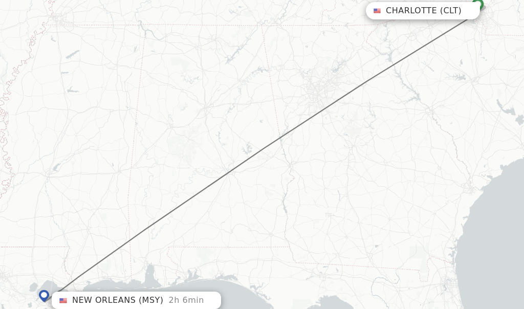 Direct non stop flights from Charlotte to New Orleans