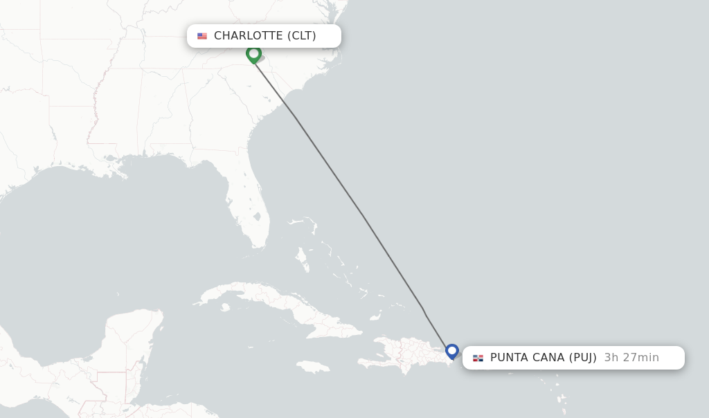 Direct non stop flights from Charlotte to Punta Cana schedules