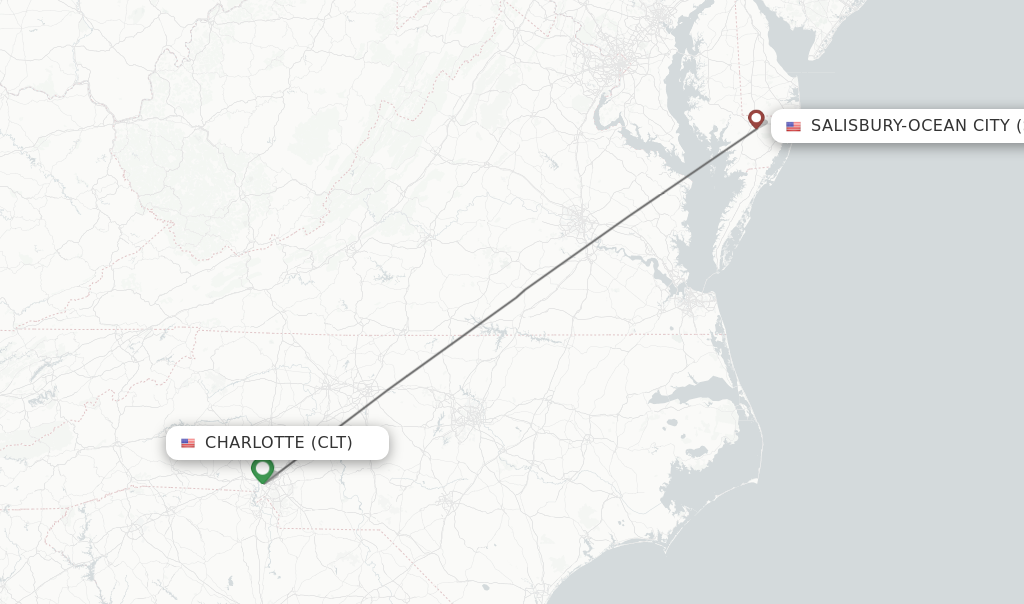 Direct non stop flights from Charlotte to Salisbury Ocean City