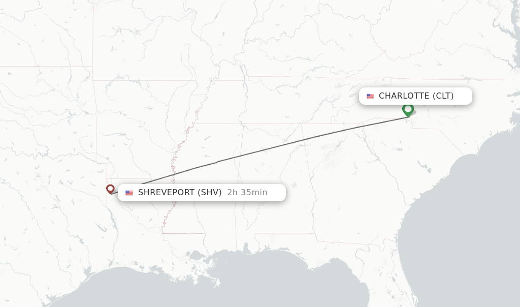 Direct (nonstop) flights from Charlotte to Shreveport schedules