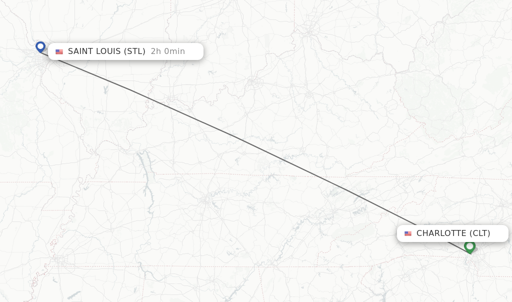 Direct non stop flights from Charlotte to Saint Louis