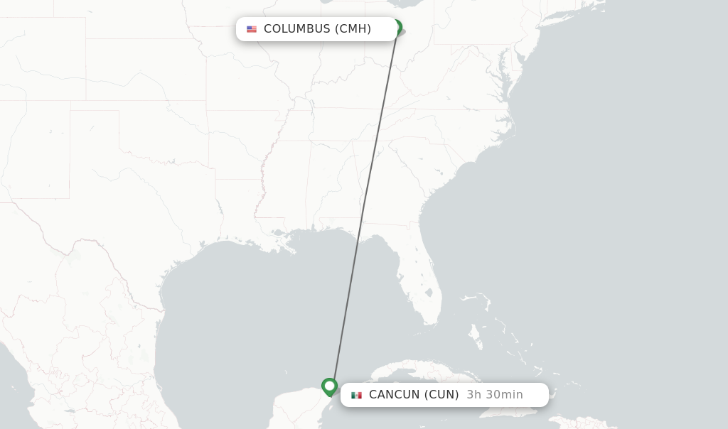 Direct non stop flights from Columbus to Cancun schedules