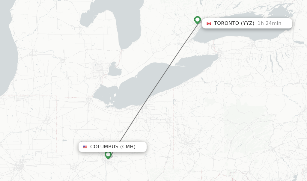 Direct non stop flights from Columbus to Toronto schedules