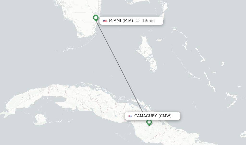 Direct (nonstop) flights from Camaguey to Miami schedules