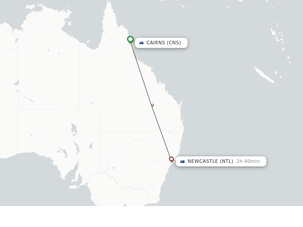 Direct (nonstop) flights from Cairns to Newcastle schedules