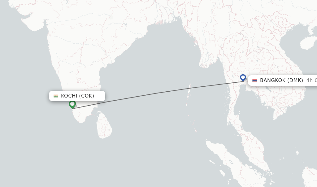 Direct non stop flights from Kochi to Bangkok schedules